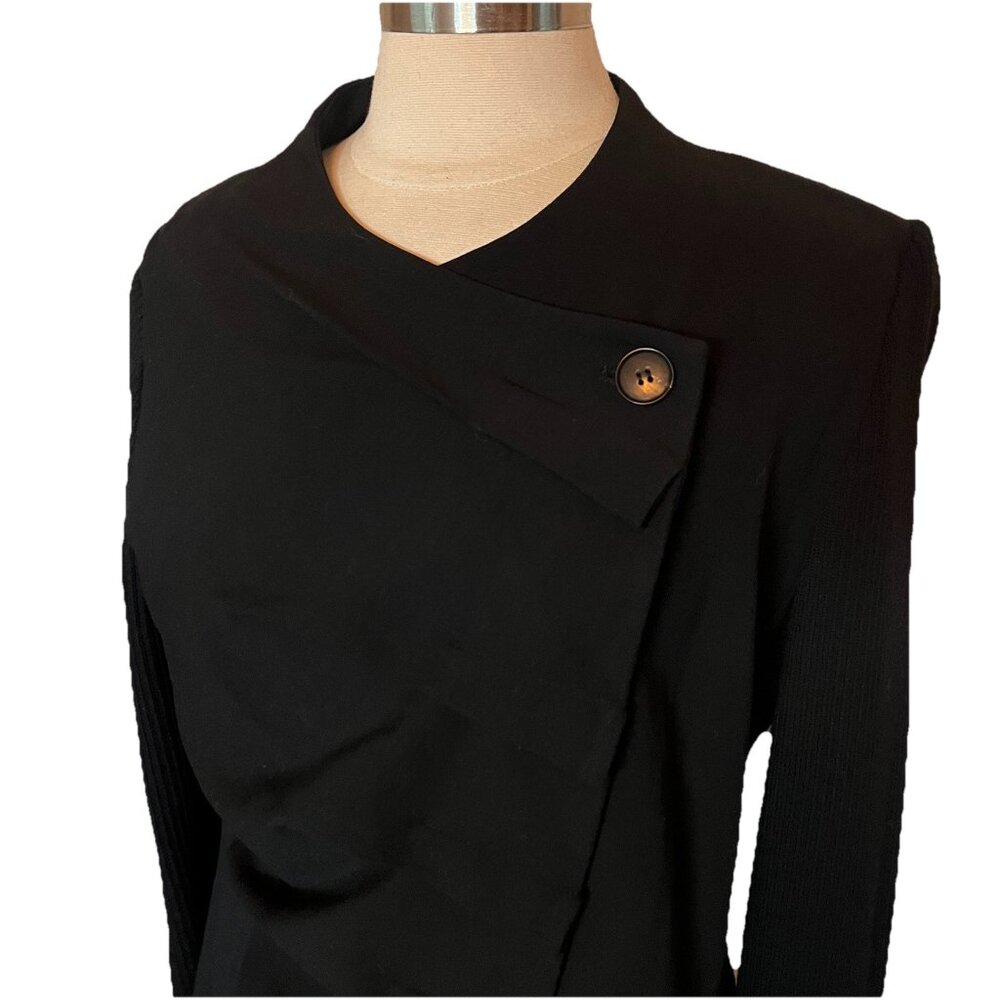 Lafayette 148 Jacket XL Womens New Black Asymmetric Folded Ruched Business - Picture 5 of 12